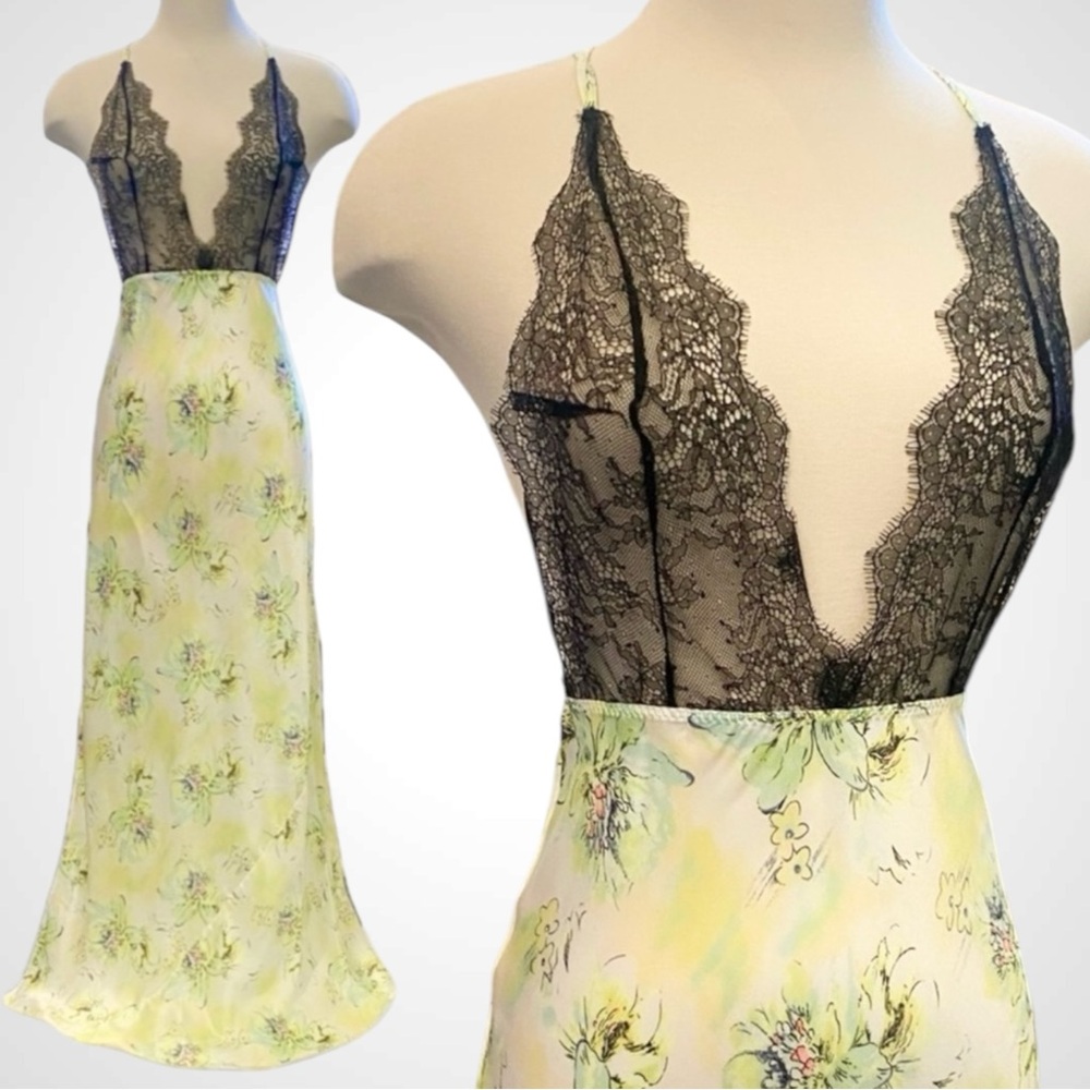 Victoria’s Secret Silk ‘Island Fantasy’ Tropical Halter Maxi Gown Slip Dress